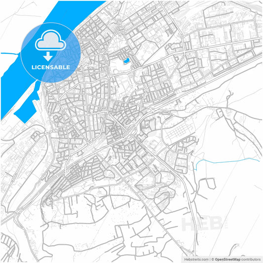 Русе, Bulgaria, city map with high resolution roads.