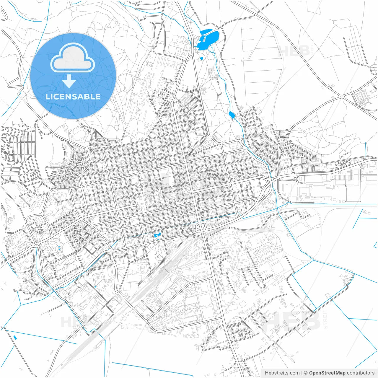 Стара Загора, Bulgaria, city map with high resolution roads.