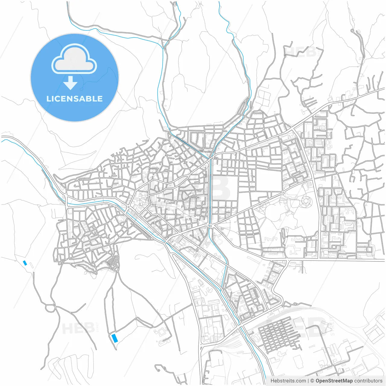 Сливен, Bulgaria, city map with high resolution roads.