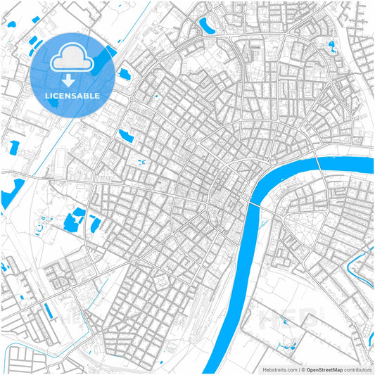 Szeged, Csongrád, Hungary, city map with high resolution roads.