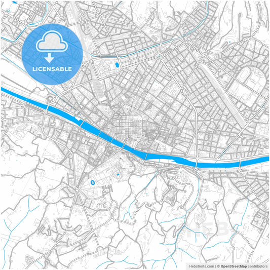 Florence, Tuscany, Italy, city map with high resolution roads.
