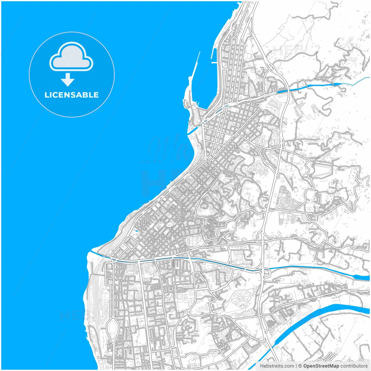 Reggio Calabria, Calabria, Italy, city map with high resolution roads.