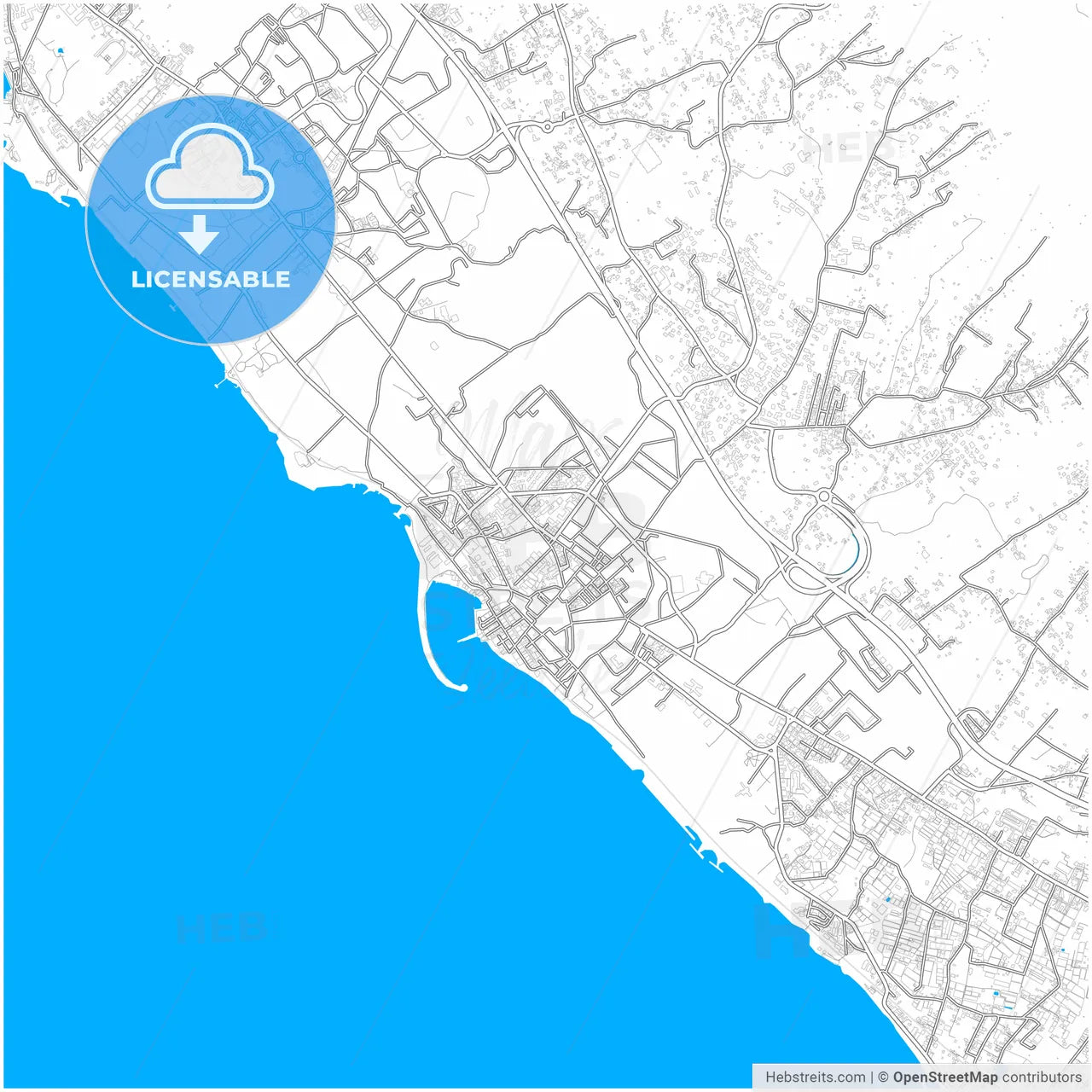 Torre del Greco, Campania, Italy, city map with high resolution roads.