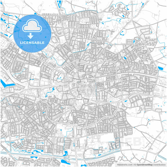 Enschede, Overijssel, Netherlands, city map with high resolution roads.