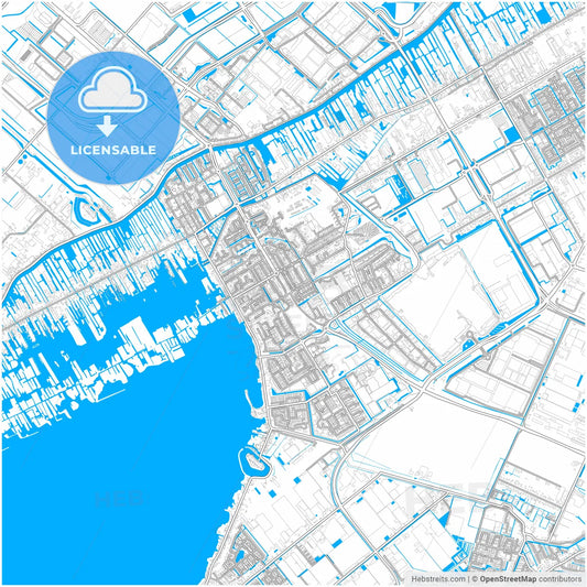 Aalsmeer, North Holland, Netherlands, city map with high resolution roads.