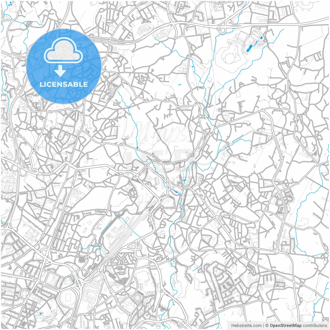 Rio Tinto, Gondomar, Portugal, city map with high resolution roads.