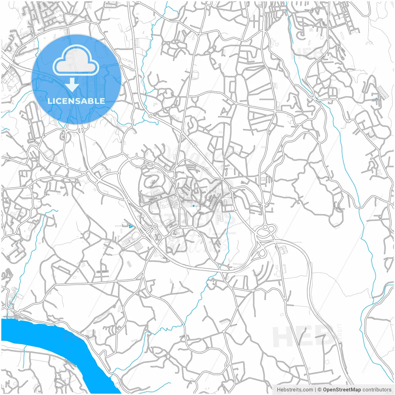 Gondomar, Porto, Portugal, city map with high resolution roads.