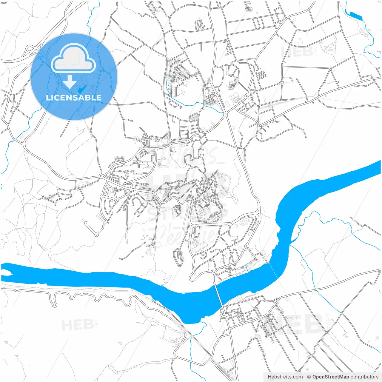 Abrantes, Santarém, Portugal, city map with high resolution roads.