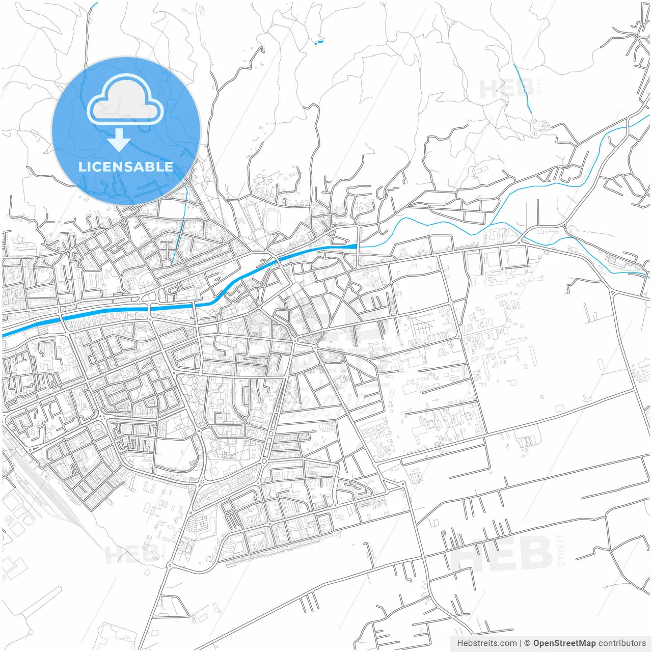 Baia Mare, Maramureș, Romania, city map with high resolution roads.