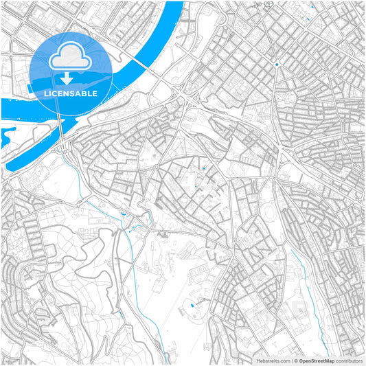 Belgrade, Belgrade, Serbia, city map with high resolution roads.