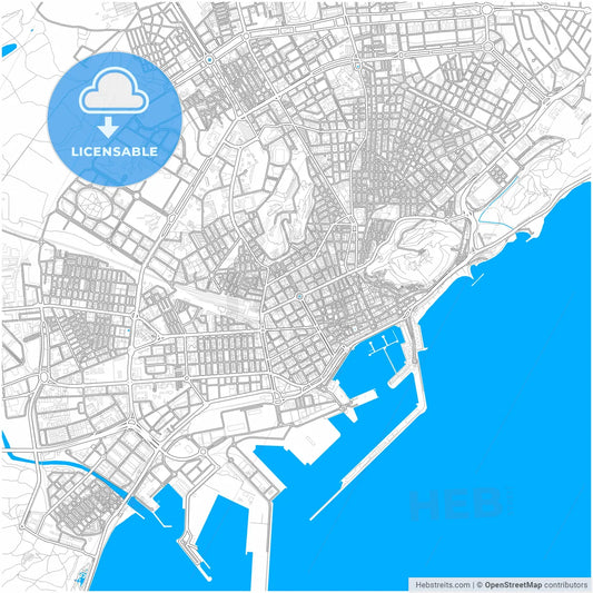 Alicante, Spain, city map with high resolution roads.