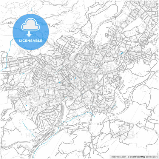Oviedo, Asturias, Spain, city map with high resolution roads.