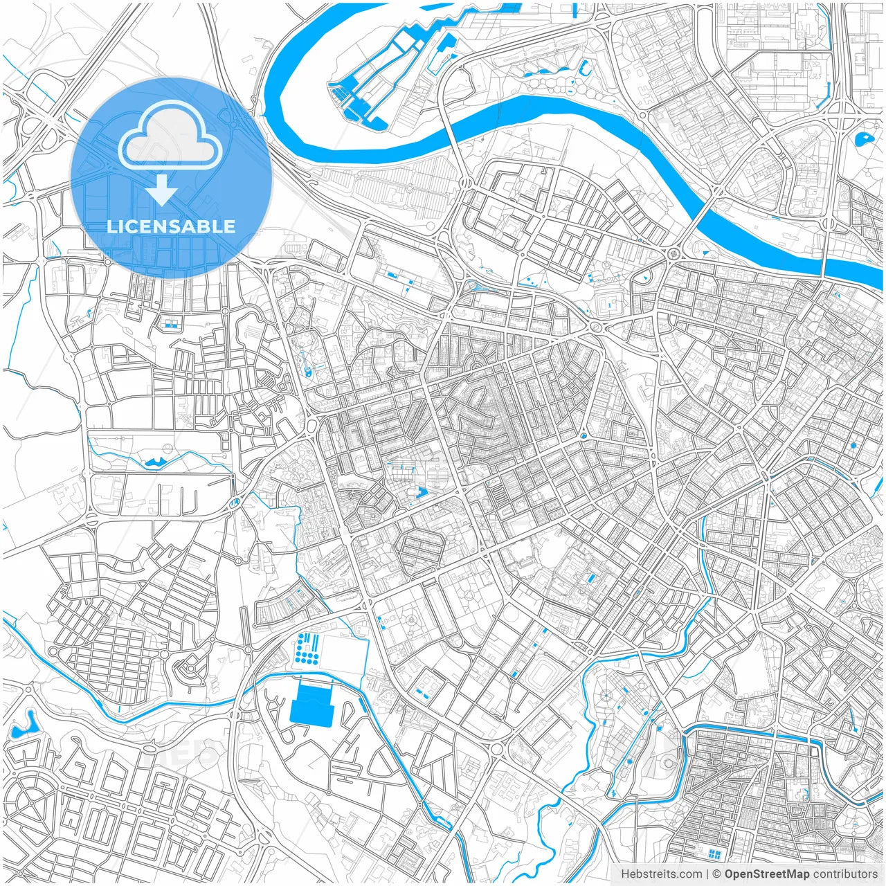 Delicias, Zaragoza, Spain, city map with high resolution roads.
