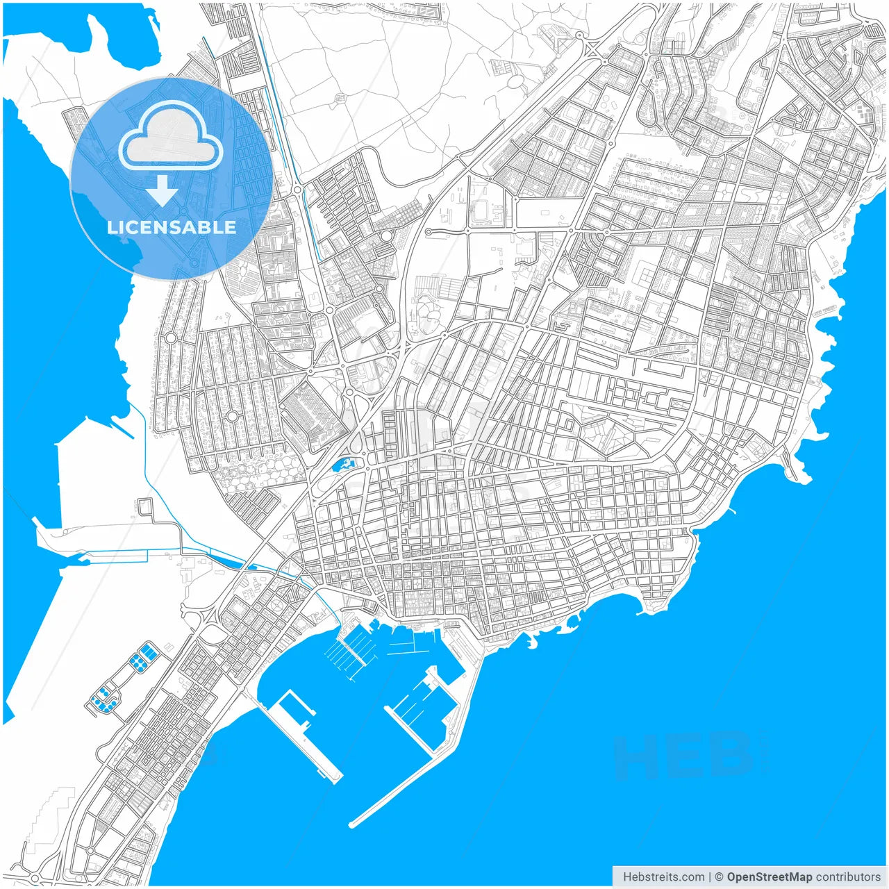 Torrevieja, Alicante, Spain, city map with high resolution roads.
