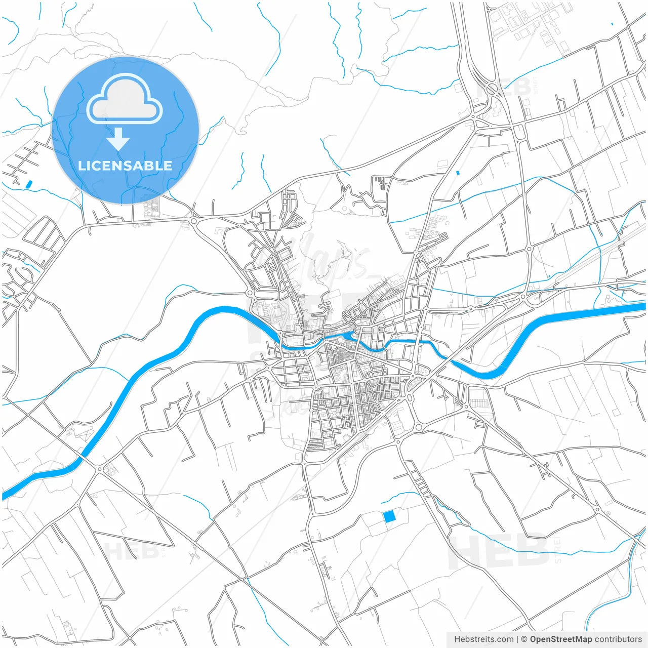 Orihuela, Alicante, Spain, city map with high resolution roads.