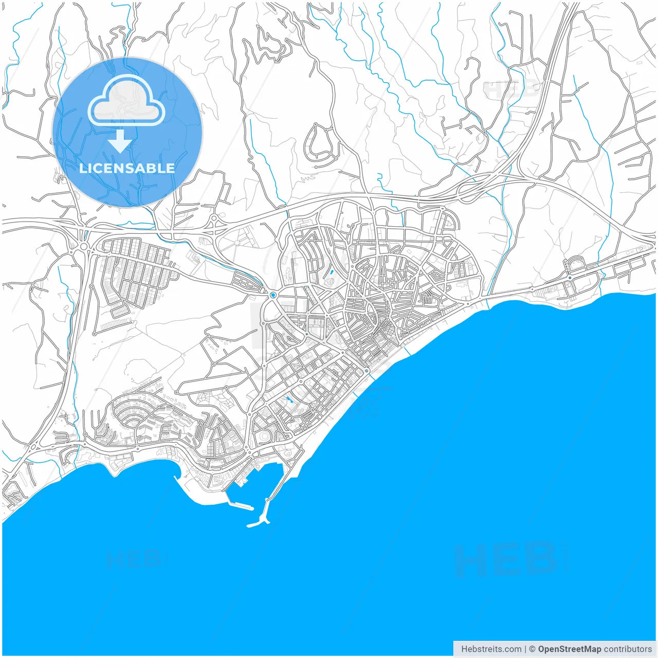 Estepona, Málaga, Spain, city map with high resolution roads.