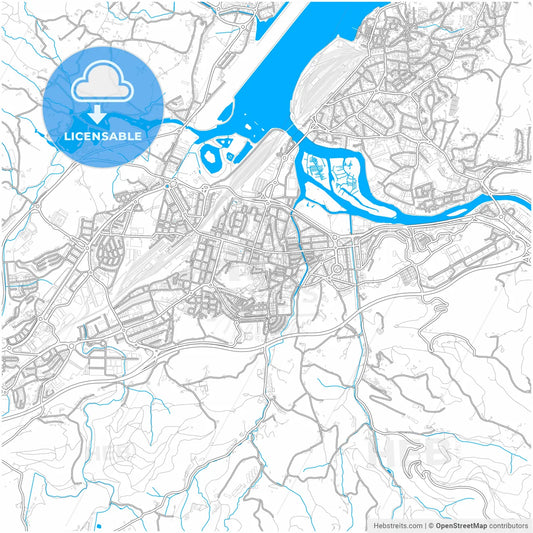 Irun, Gipuzkoa, Spain, city map with high resolution roads.