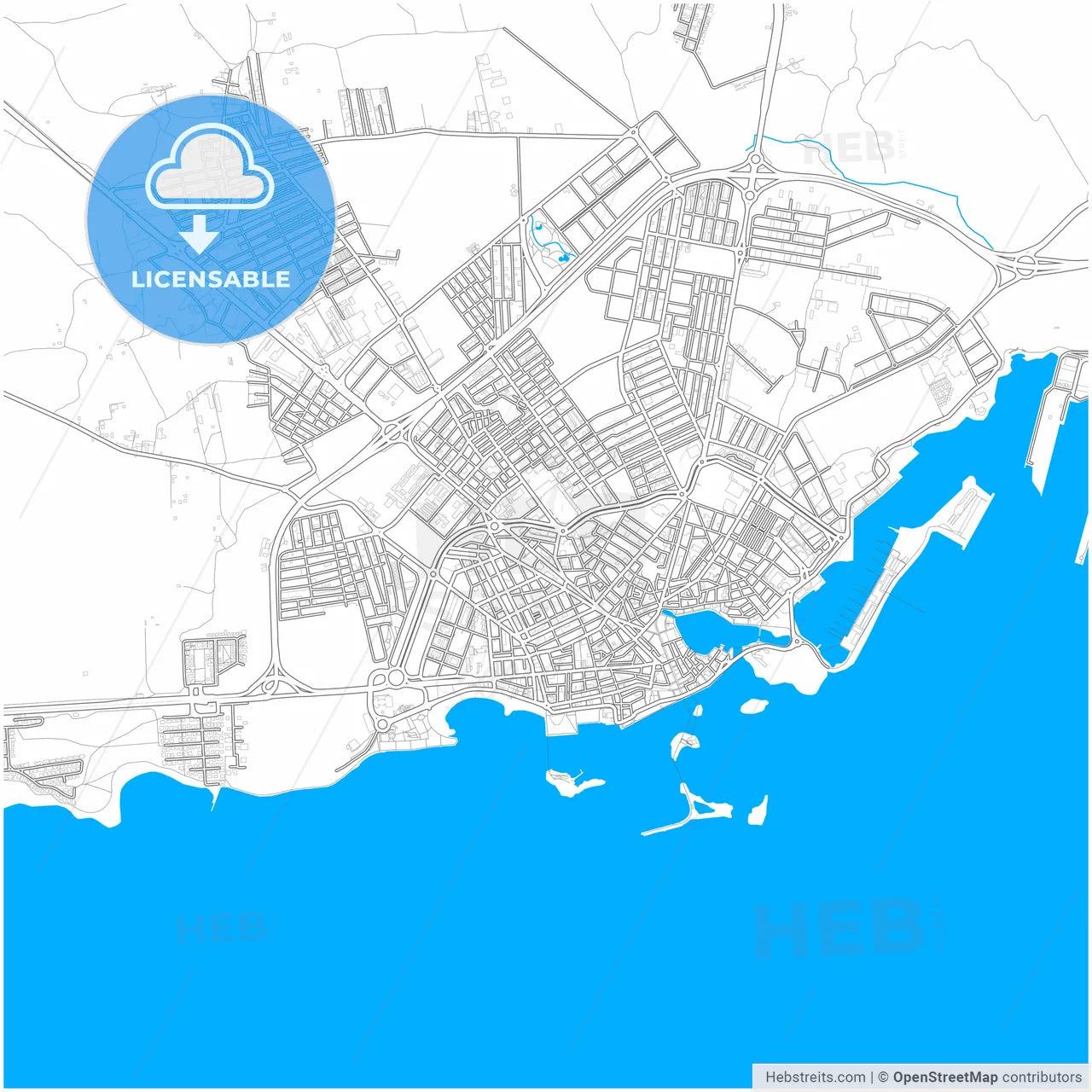 Arrecife, Las Palmas, Spain, city map with high resolution roads.