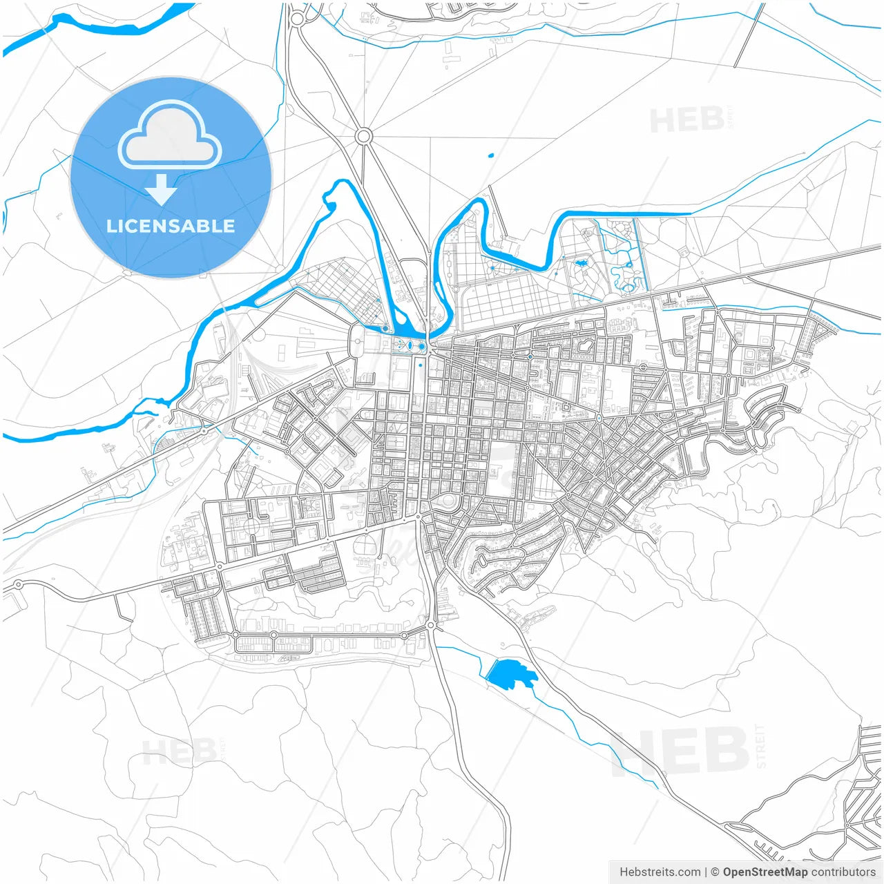 Aranjuez, Madrid, Spain, city map with high resolution roads.