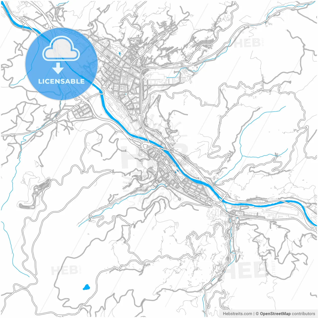 Sama, Asturias, Spain, city map with high resolution roads.