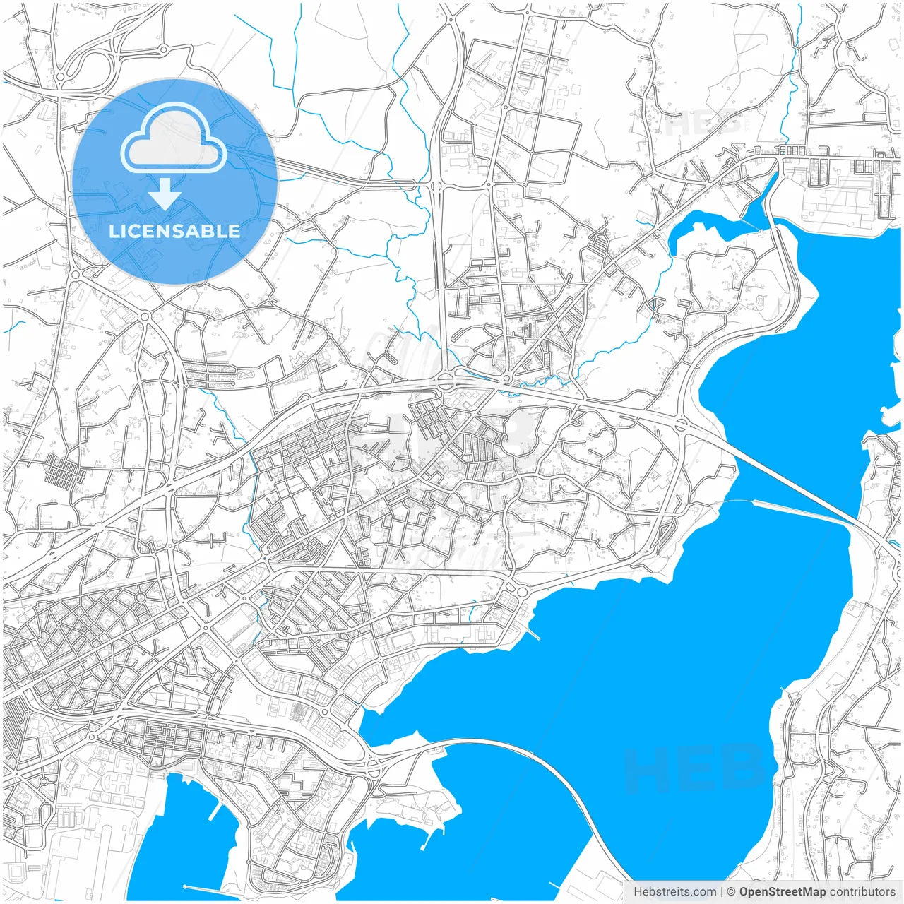 Narón, A Coruña, Spain, city map with high resolution roads.
