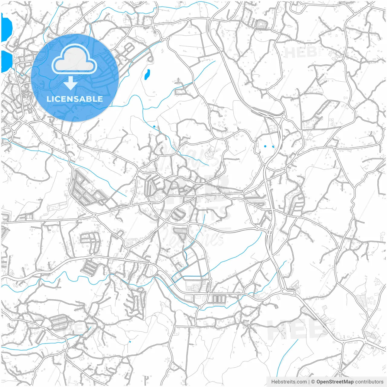 Oleiros, A Coruña, Spain, city map with high resolution roads.