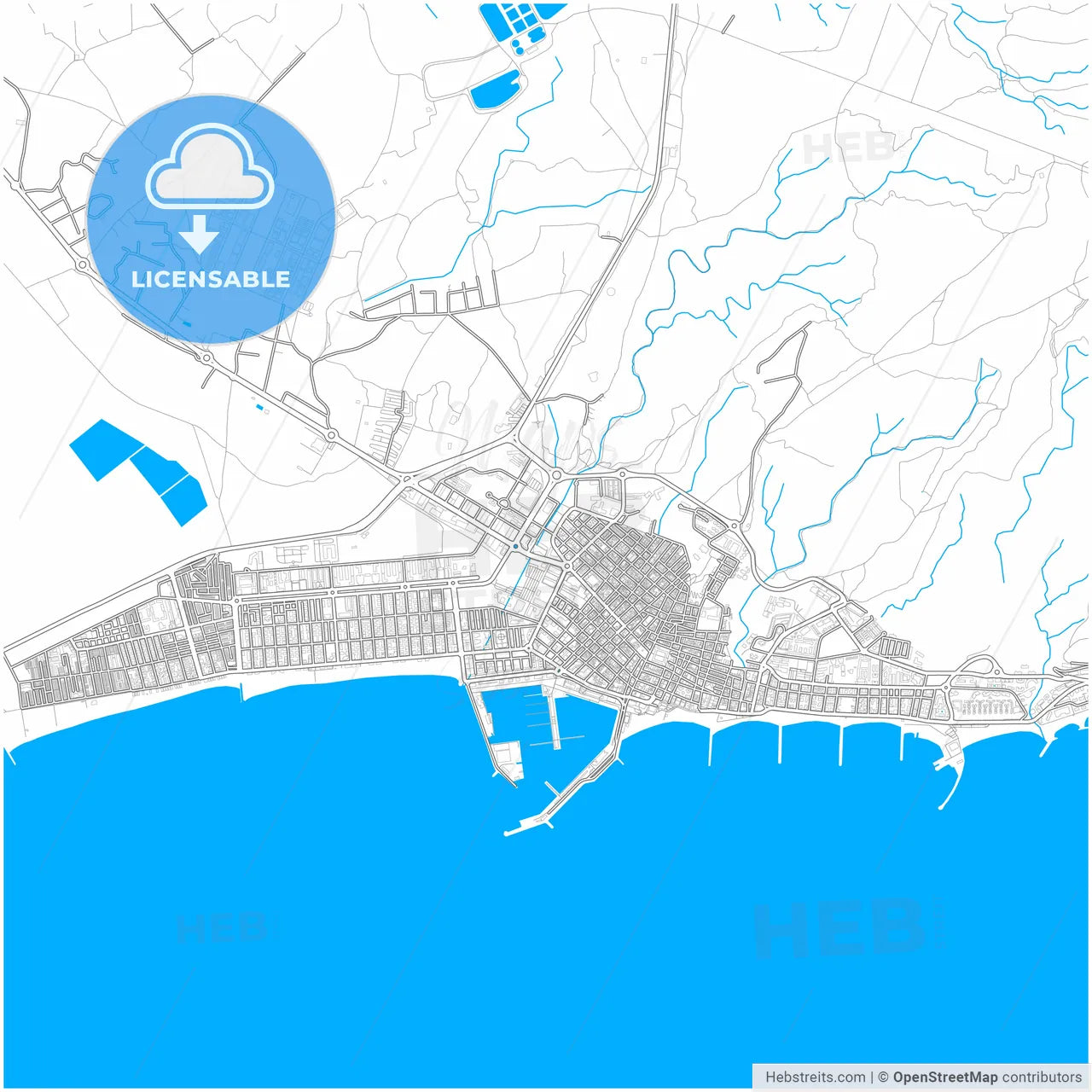 Santa Pola, Alicante, Spain, city map with high resolution roads.