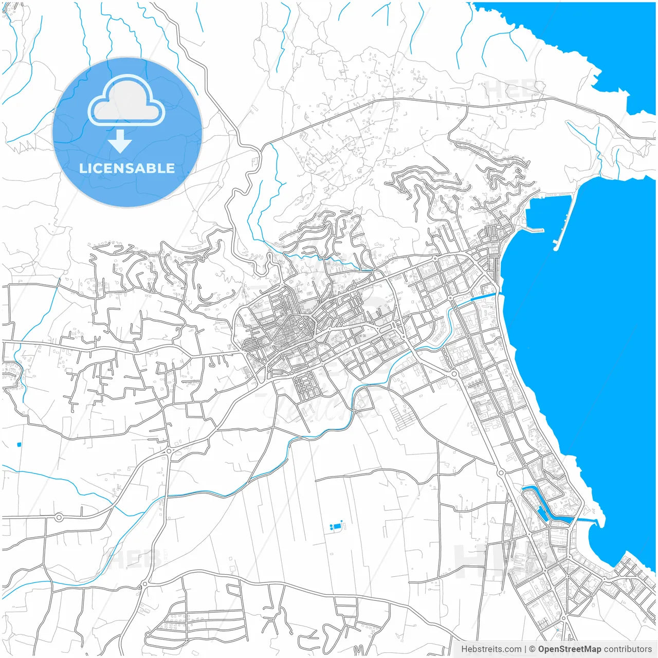 Javea, Alicante, Spain, city map with high resolution roads.