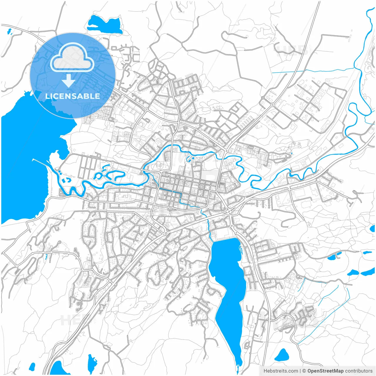 Alingsås, Sweden, city map with high resolution roads.