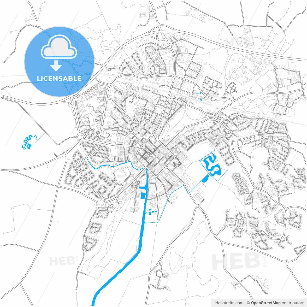 Enköping, Sweden, city map with high resolution roads.
