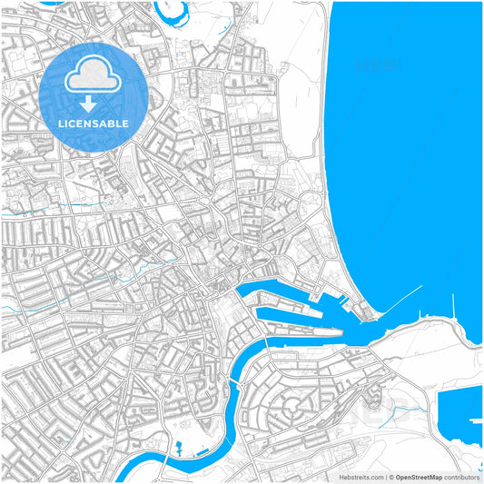 Aberdeen, Aberdeen, Scotland, city map with high resolution roads.