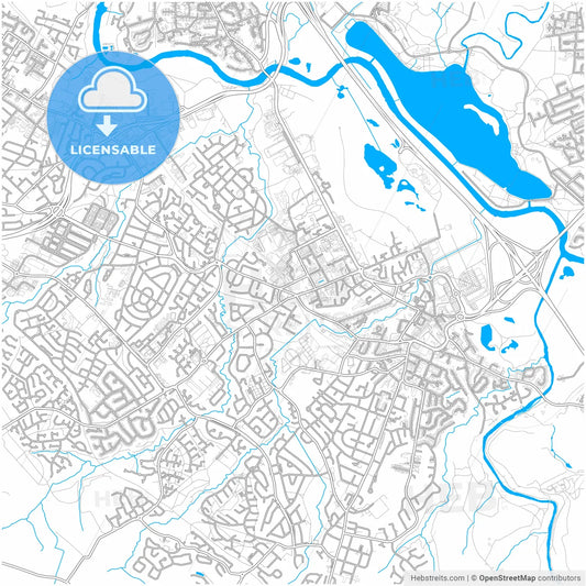 Hamilton, South Lanarkshire, Scotland, city map with high resolution roads.