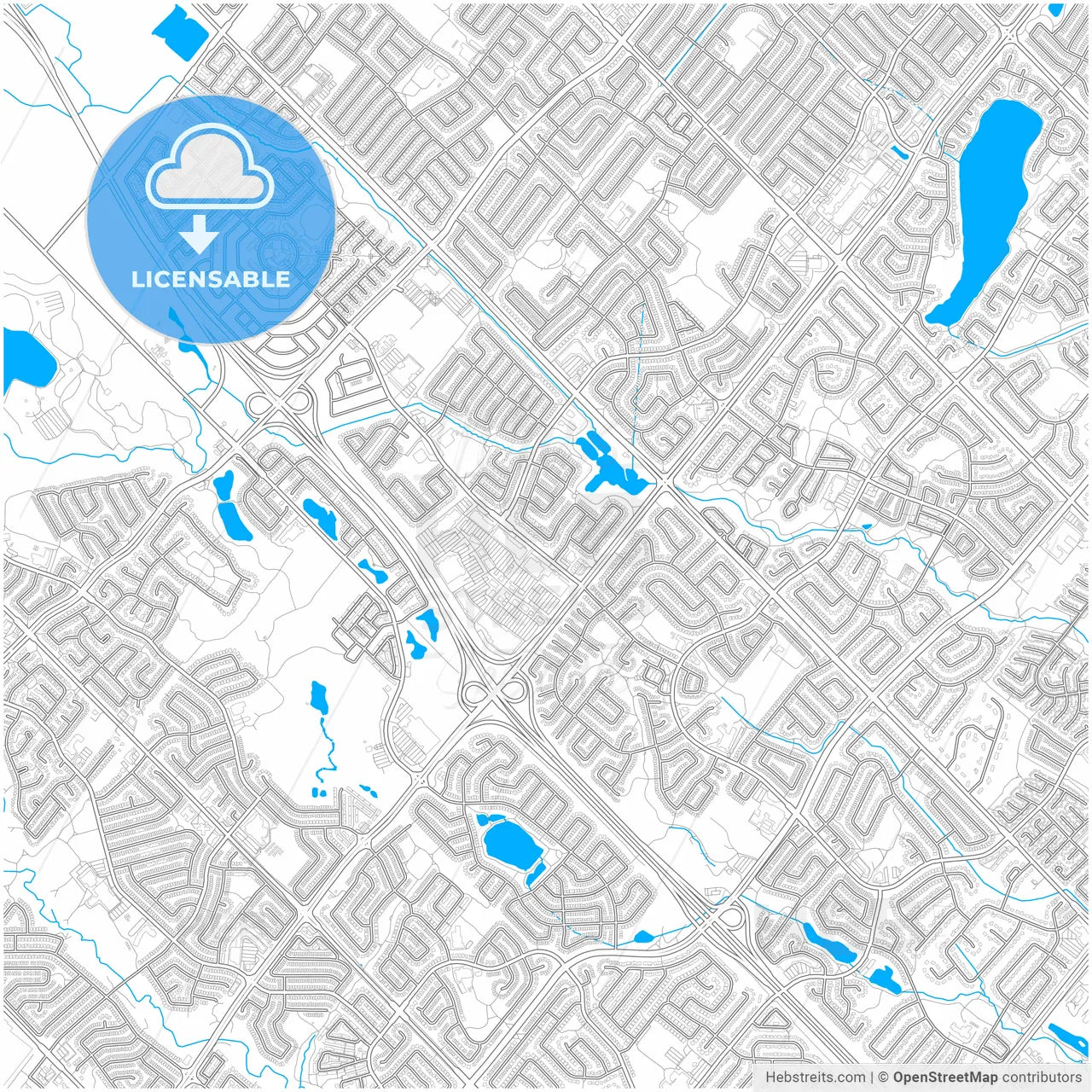 Brampton, Ontario, Canada, city map with high resolution roads.