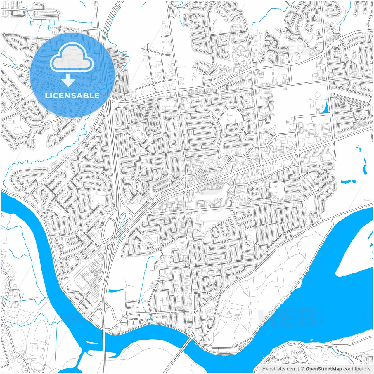 Gatineau, Quebec, Canada, city map with high resolution roads.