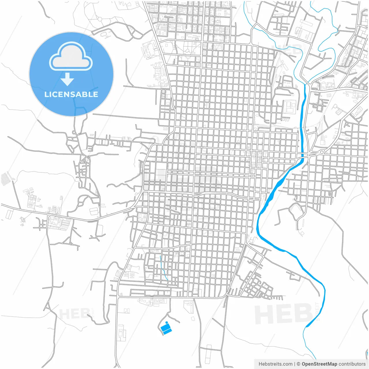 Guantánamo, Guantánamo, Cuba, city map with high resolution roads.