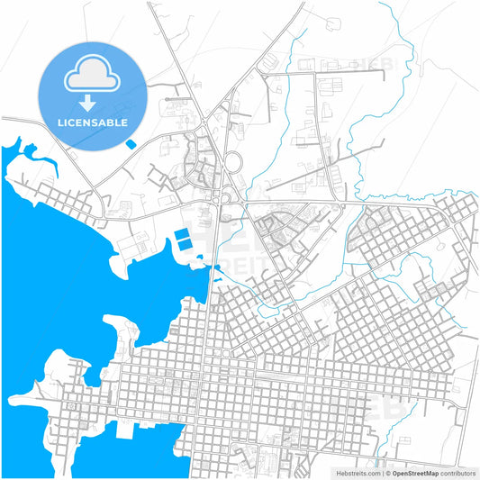 Cienfuegos, Cienfuegos, Cuba, city map with high resolution roads.