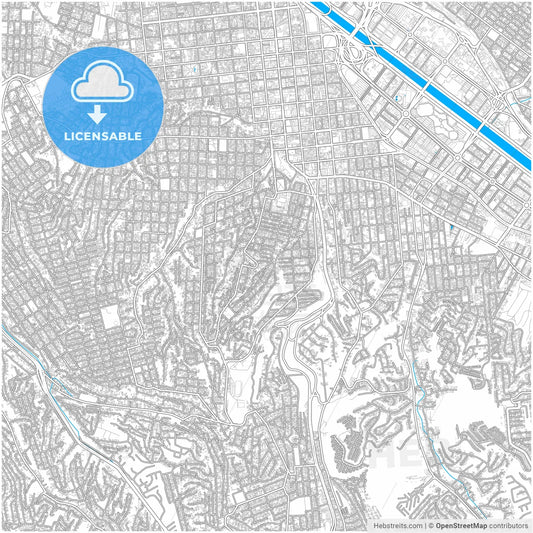 Tijuana, Baja California, Mexico, city map with high resolution roads.