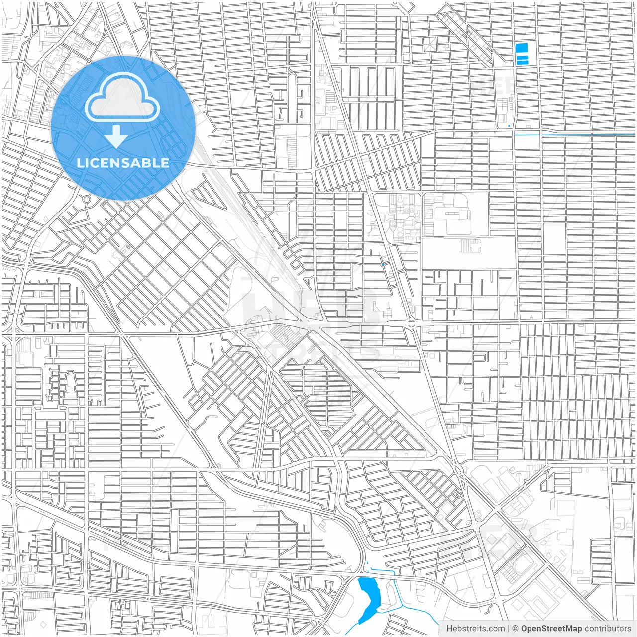 Mexicali, Baja California, Mexico, city map with high resolution roads.