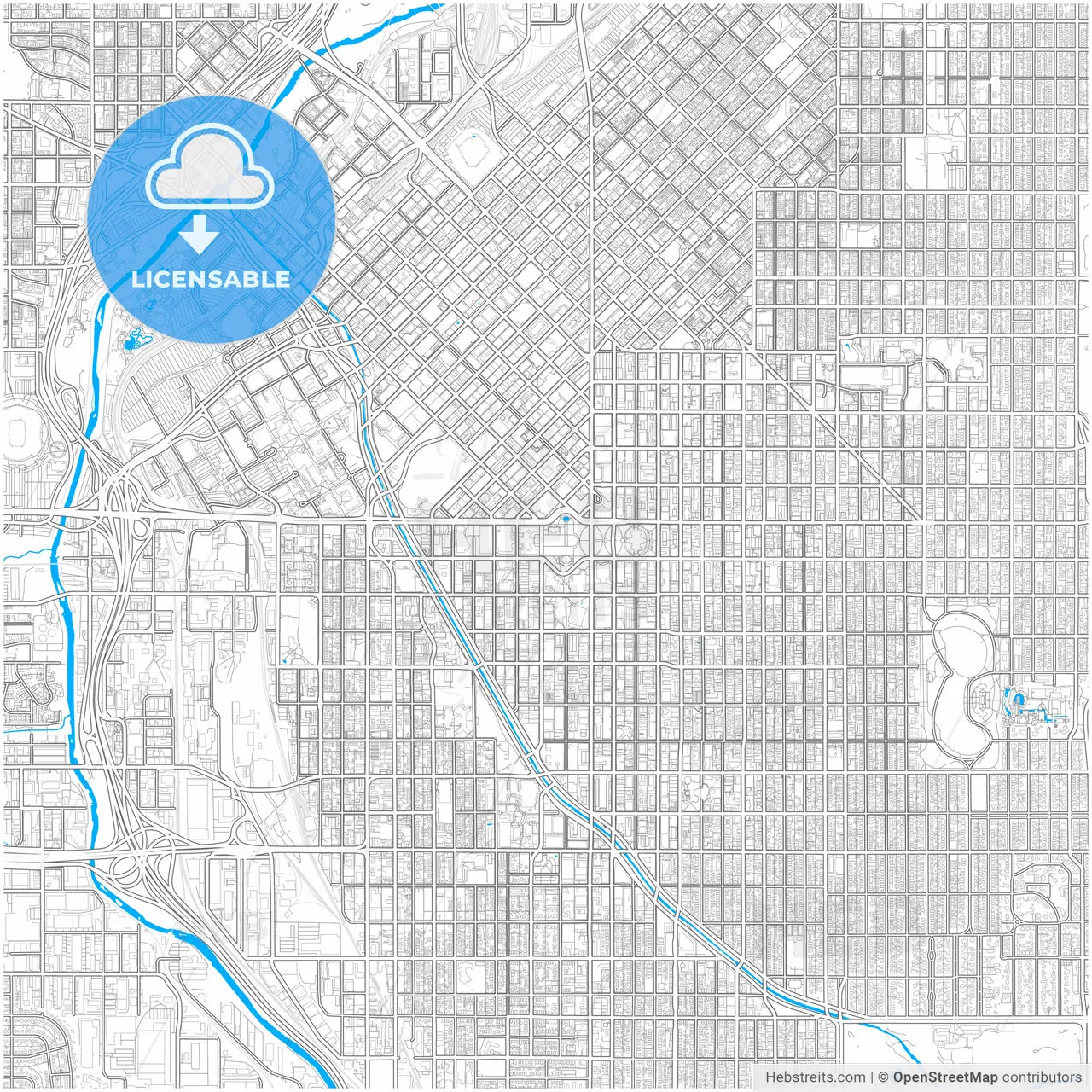 Denver, Colorado, United States, city map with high resolution roads.