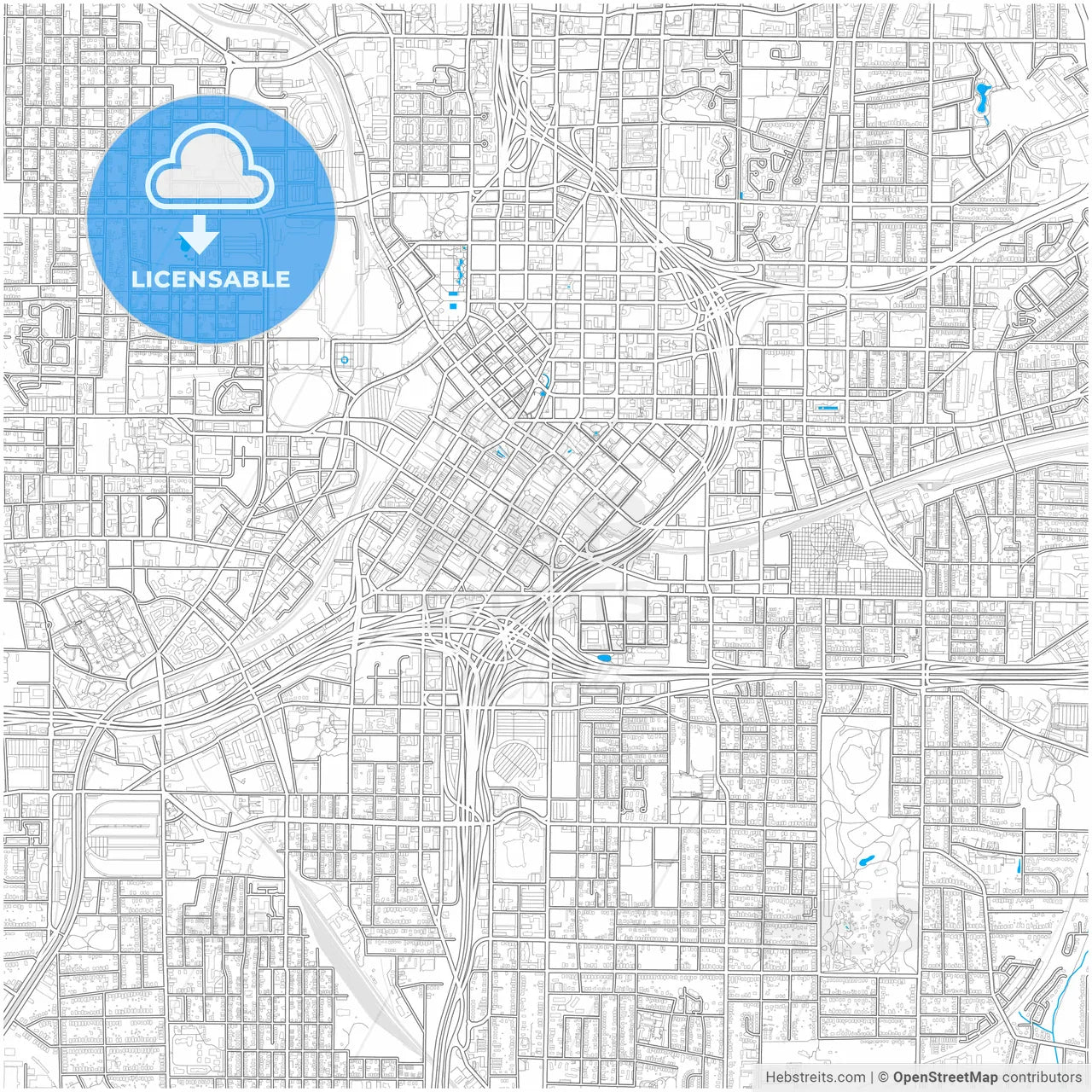 Atlanta, Georgia, United States, city map with high resolution roads.