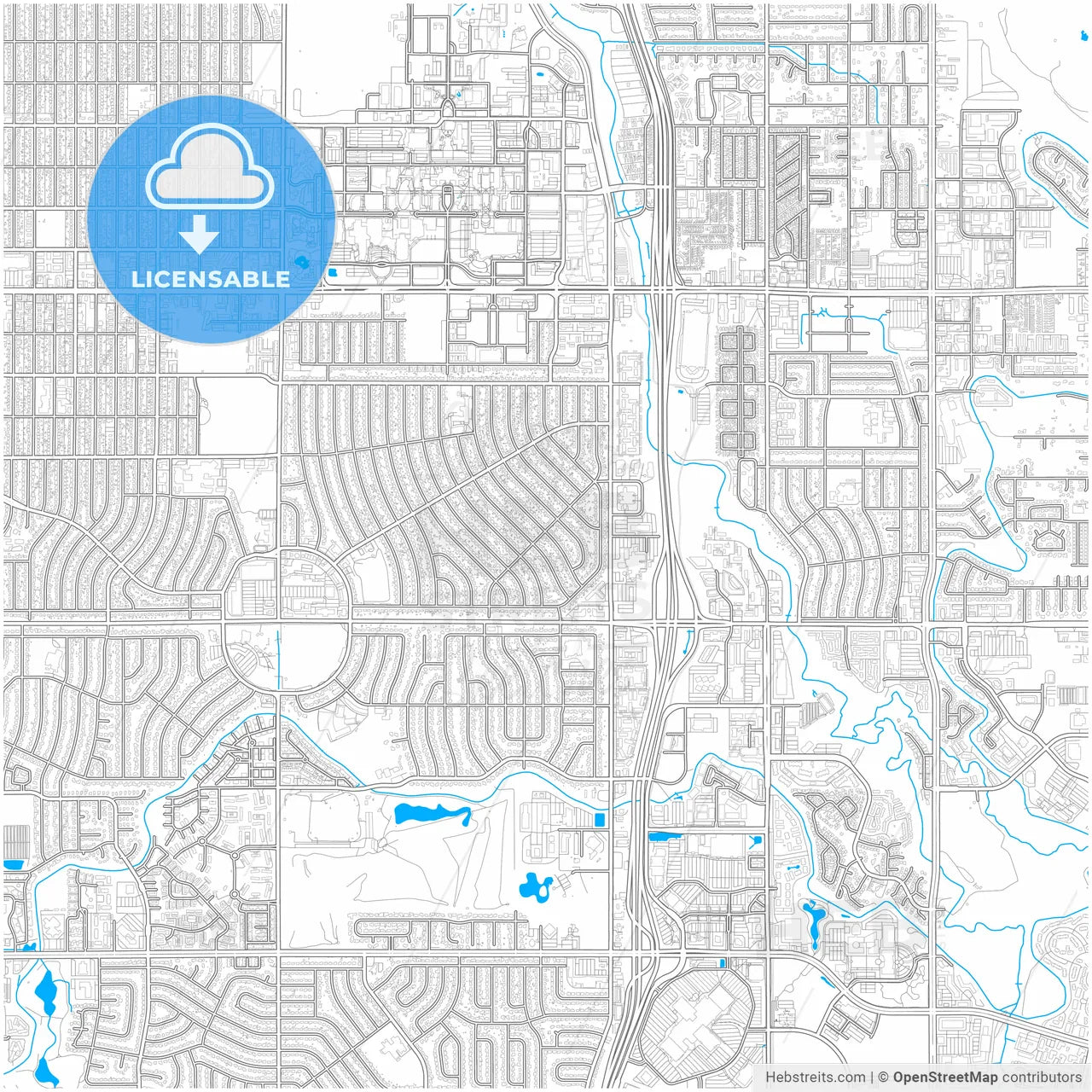 Aurora, Colorado, United States, city map with high resolution roads.