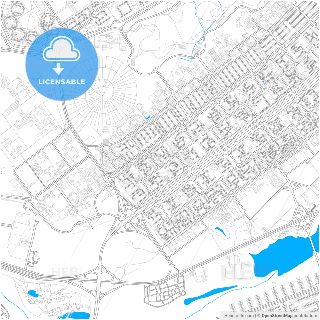Brasilia, Brazil, city map with high resolution roads.