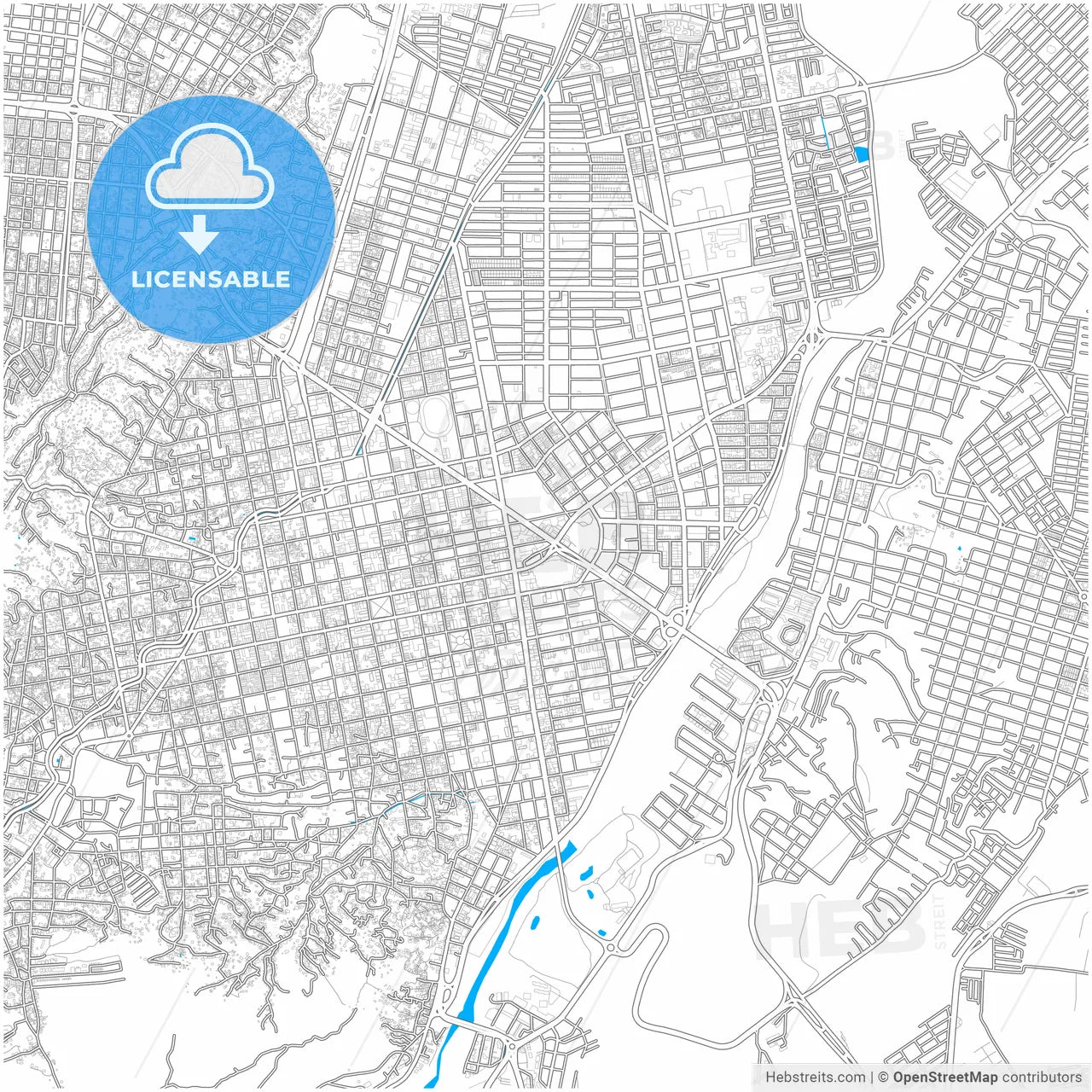 Cucuta, Colombia, city map with high resolution roads.