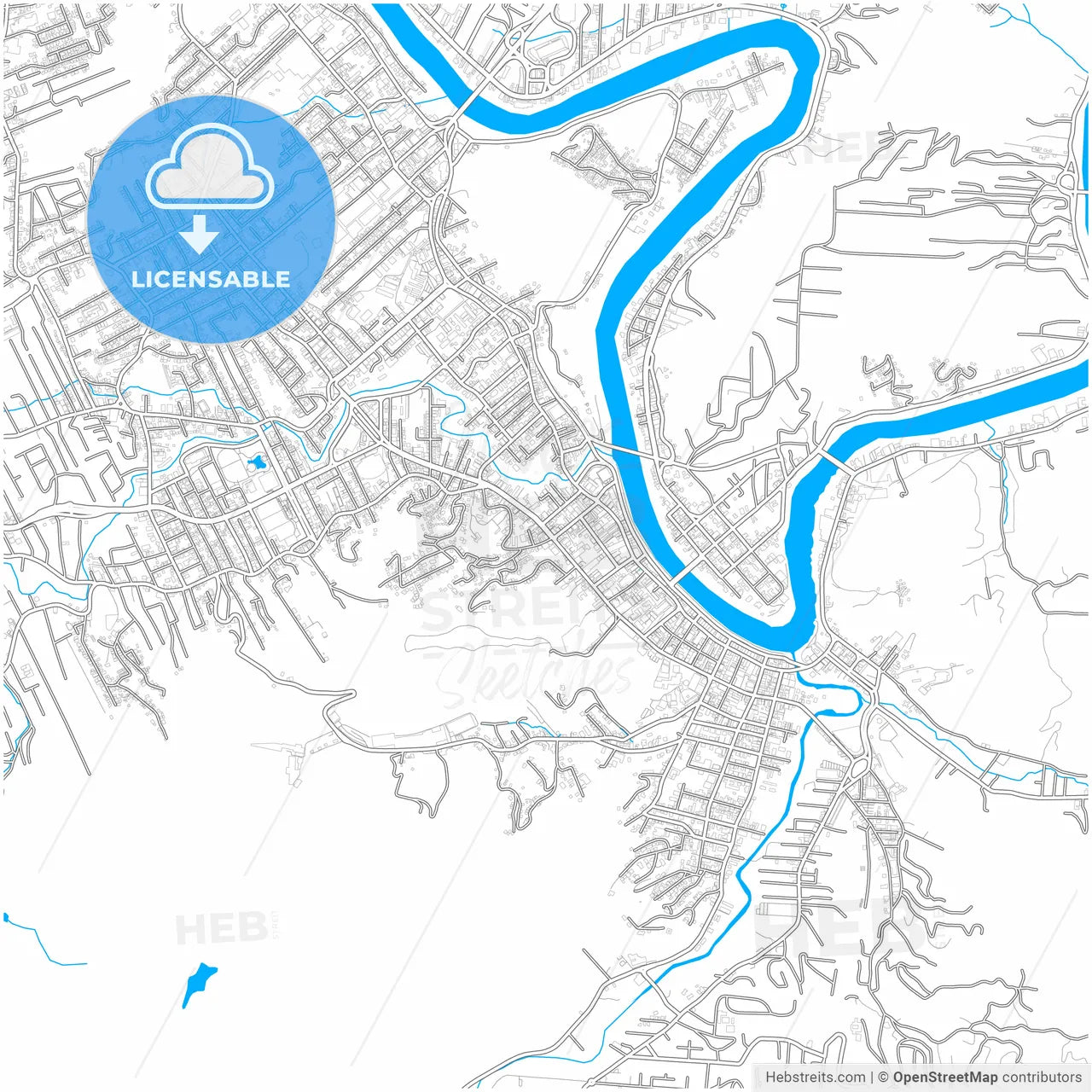 Blumenau, Brazil, city map with high resolution roads.
