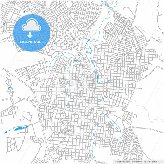 Botucatu, Brazil, city map with high resolution roads.