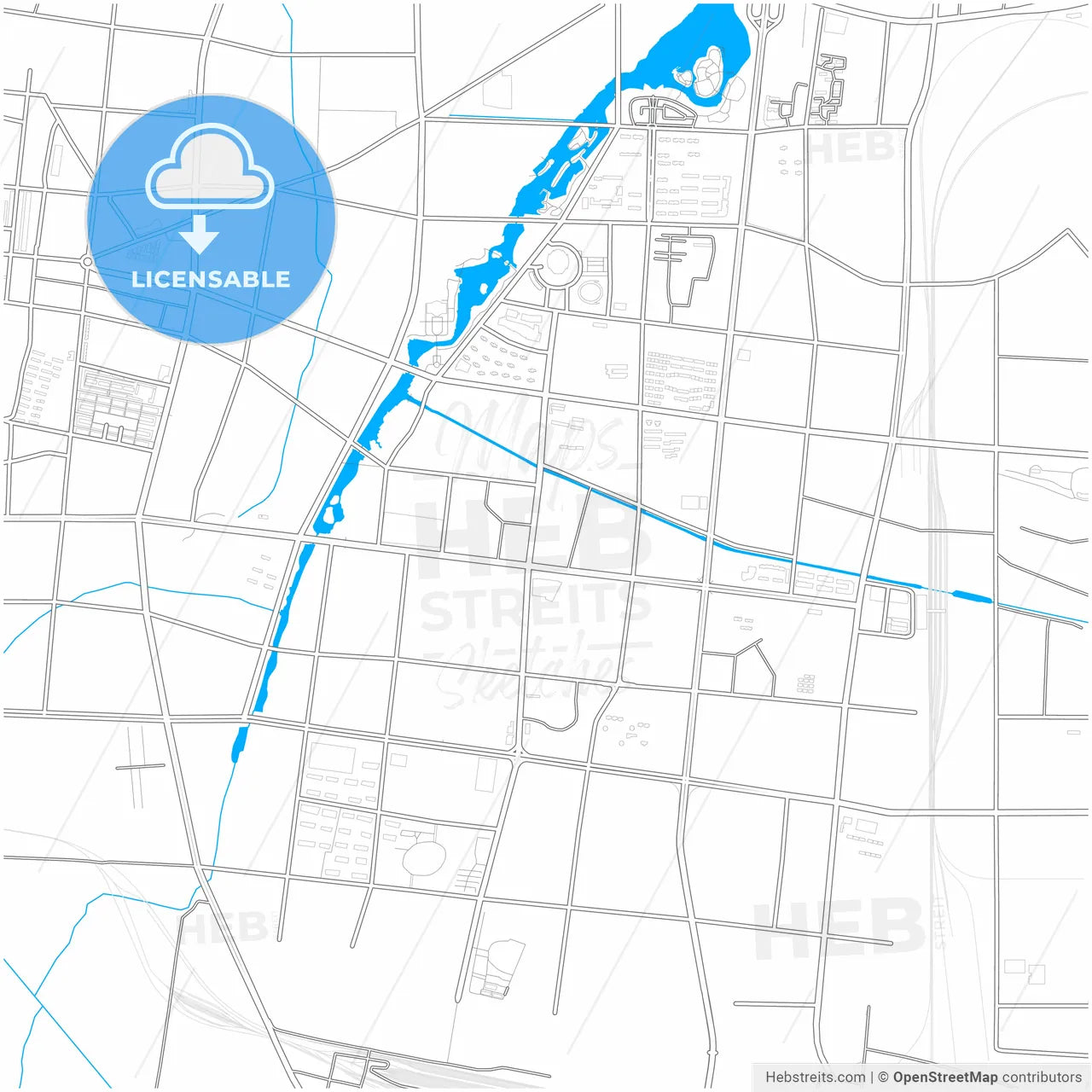 Heze, Shandong, China, city map with high resolution roads.