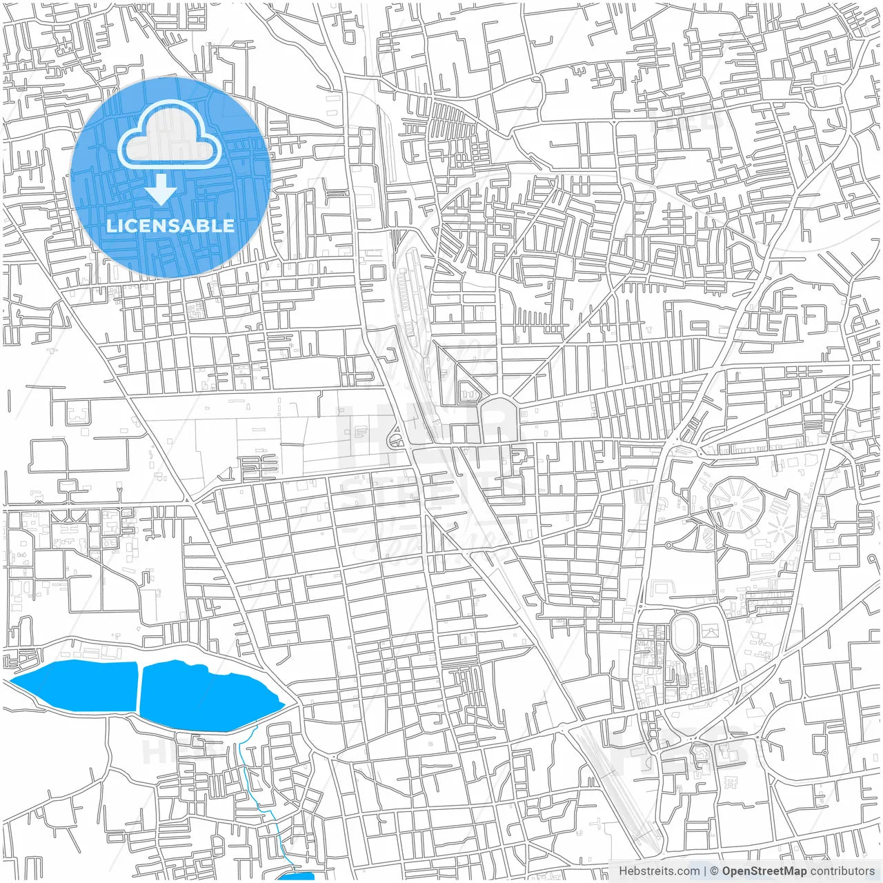 Coimbatore, Tamil Nadu, India, city map with high resolution roads.