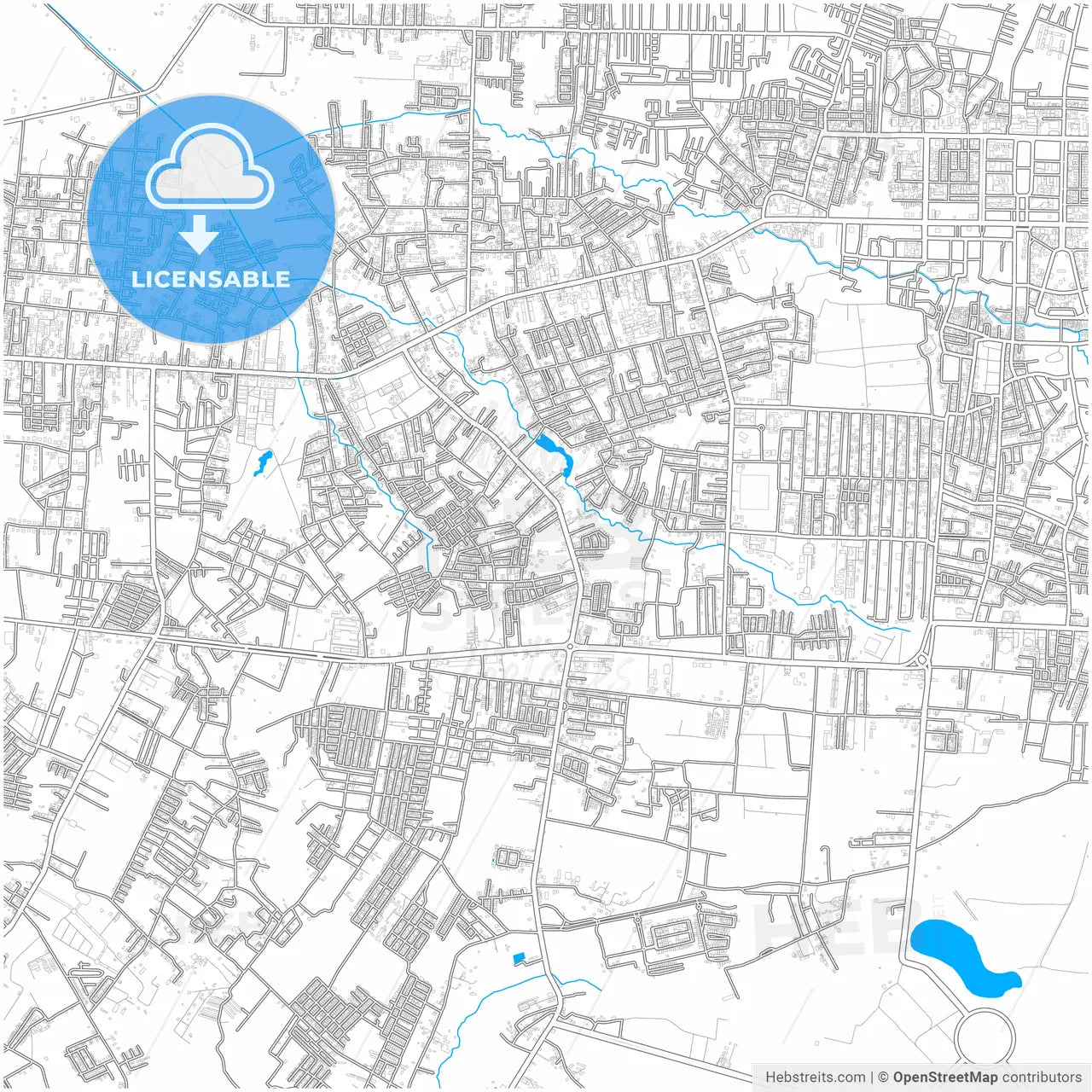 Banjarbaru, South Kalimantan, Indonesia, city map with high resolution roads.