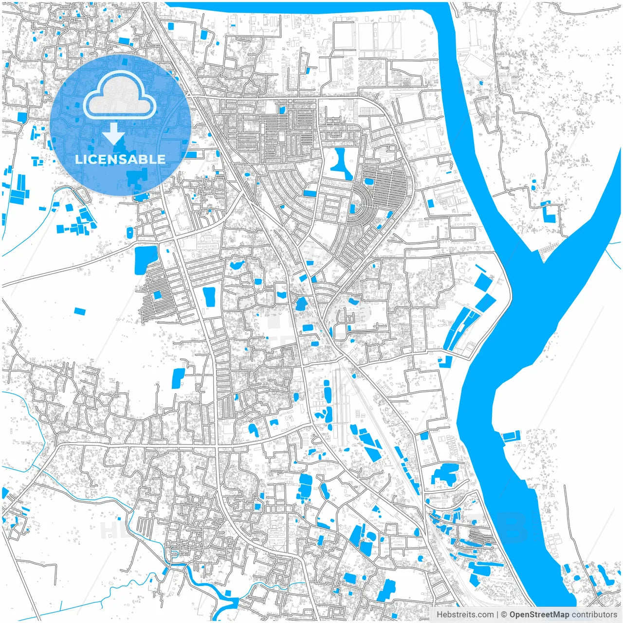 Khulna, Khulna, Bangladesh, city map with high resolution roads.