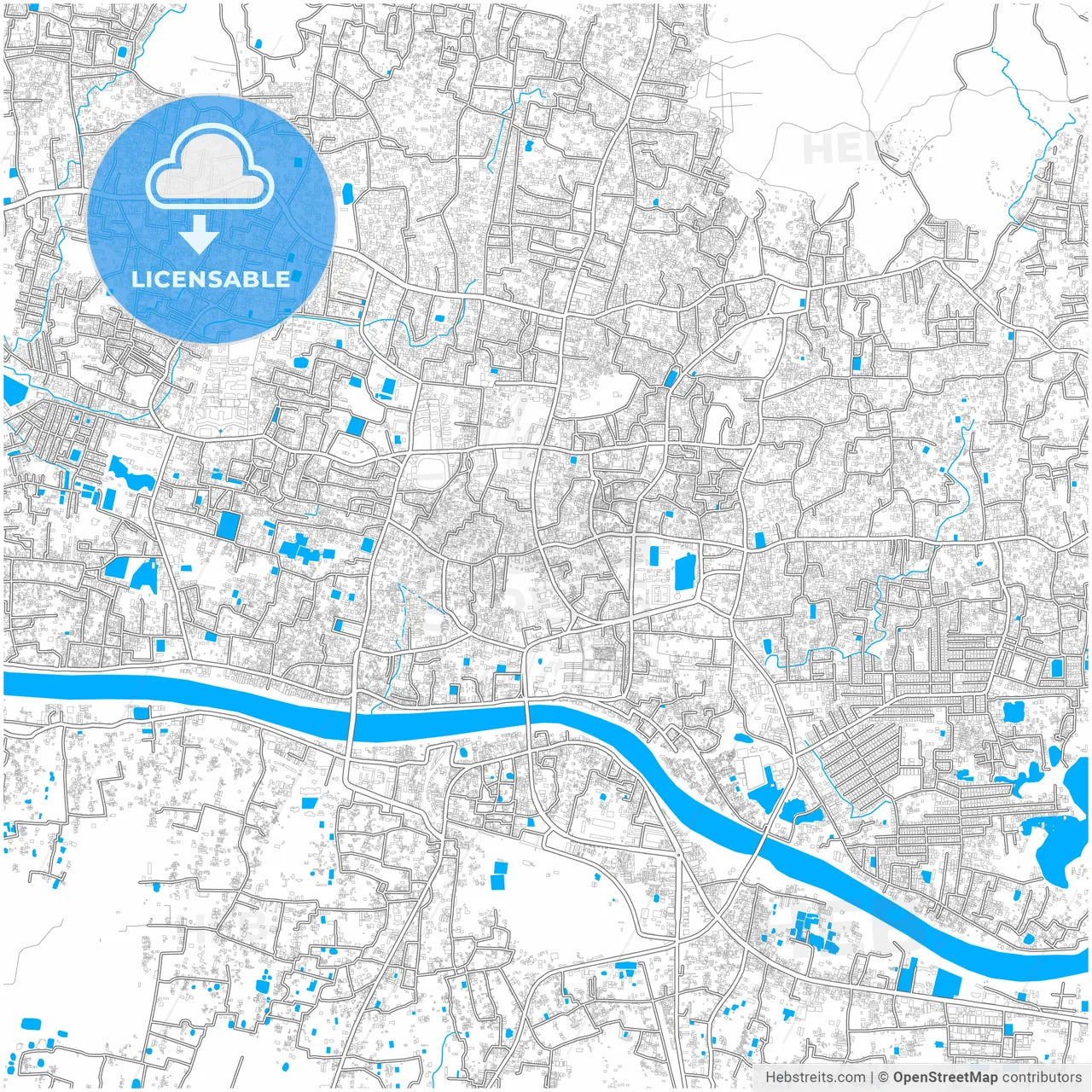 Sylhet, Sylhet, Bangladesh, city map with high resolution roads.